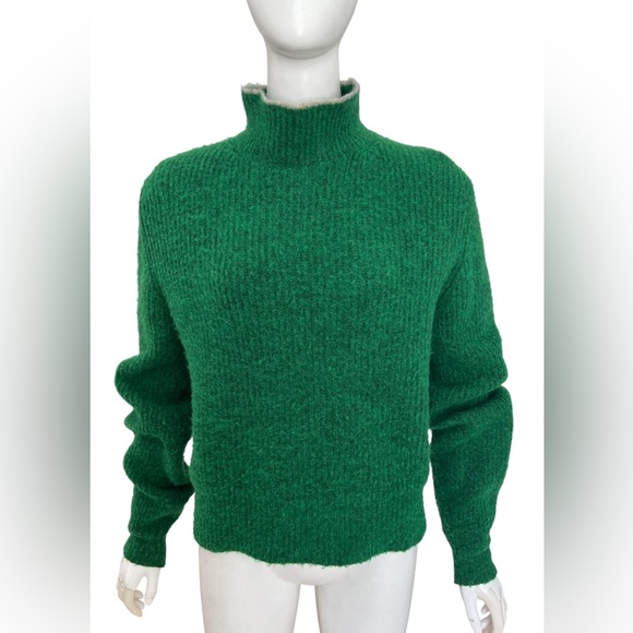 Paloma Wool Himalaya Green Wool Mohair Blend Textured Sweater Size L Mock Neck - Picture 5 of 11